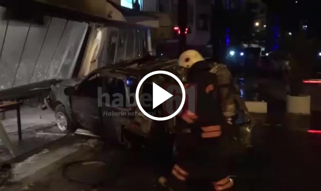 Trabzon'da araç yangın sonrası kullanılamaz hale geldi