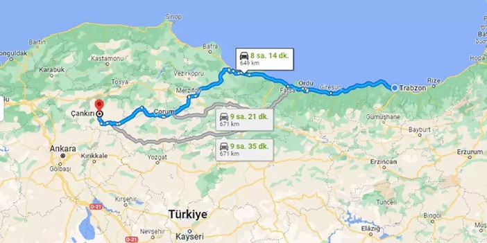 Trabzon Çankırı Arası Kaç Km, kaç saat? Trabzon Çankırı arası otobüs, uçak bileti