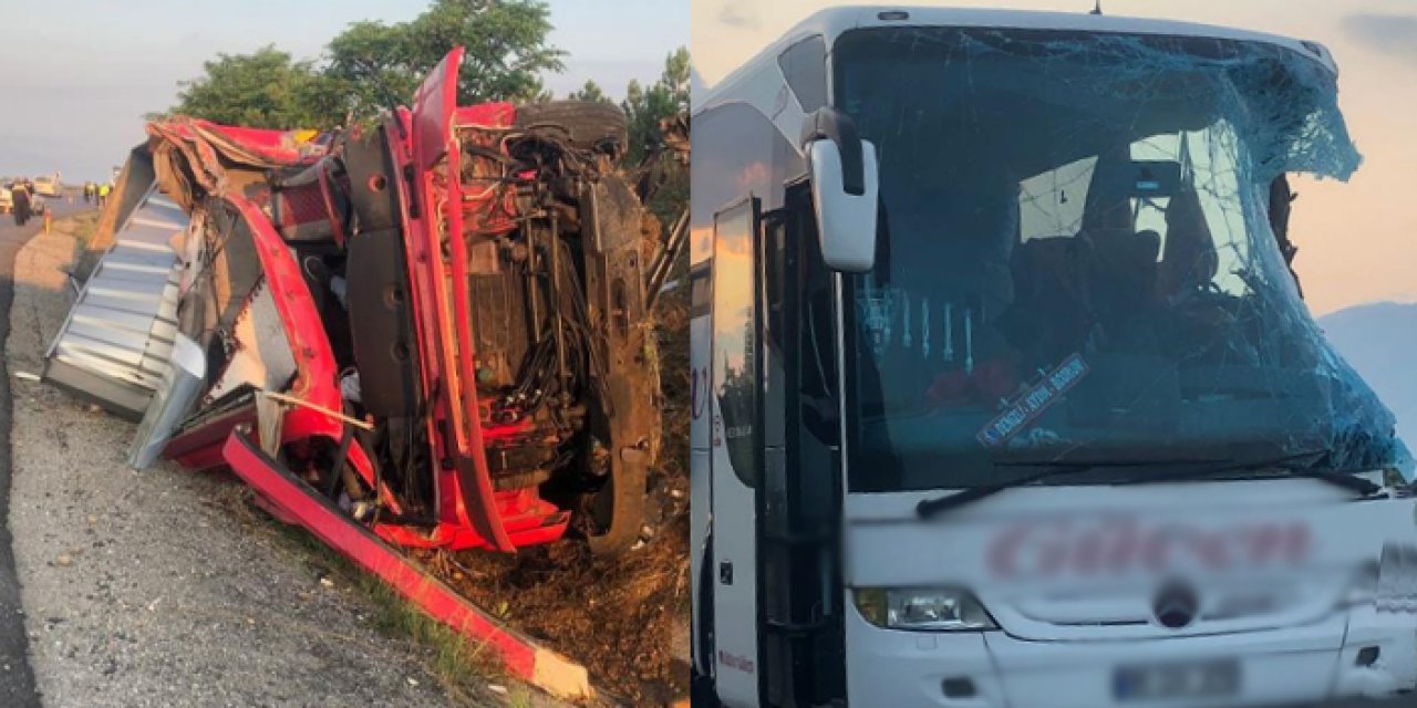 Denizli'de tır ile yolcu otobüsü çarpıştı! 2 ölü, 20 yaralı