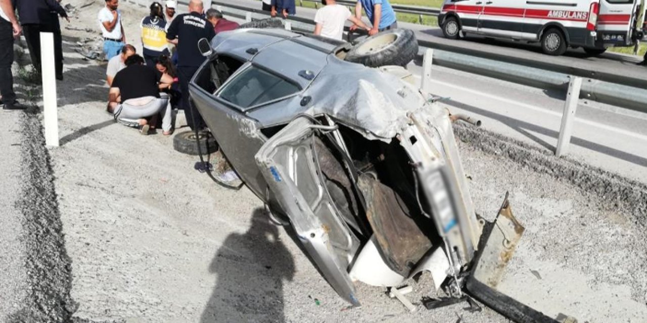 Erzurum'da otomobil takla attı! 5 kişi yaralandı