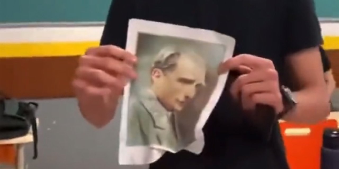 Atatürk'ün fotoğrafına uygunsuz hareketler yapan genç gözaltına alındı