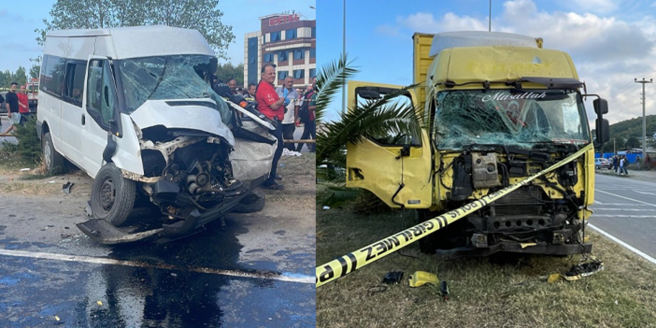 Samsun'da kamyon öğrenci servisi ile çarpıştı! 1 ölü, 6 yaralı