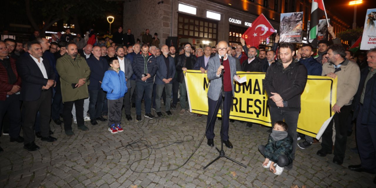 Trabzon'da Filistin'e destek için toplandılar! "İsrail İslam dünyasına hançer gibi saplandı"