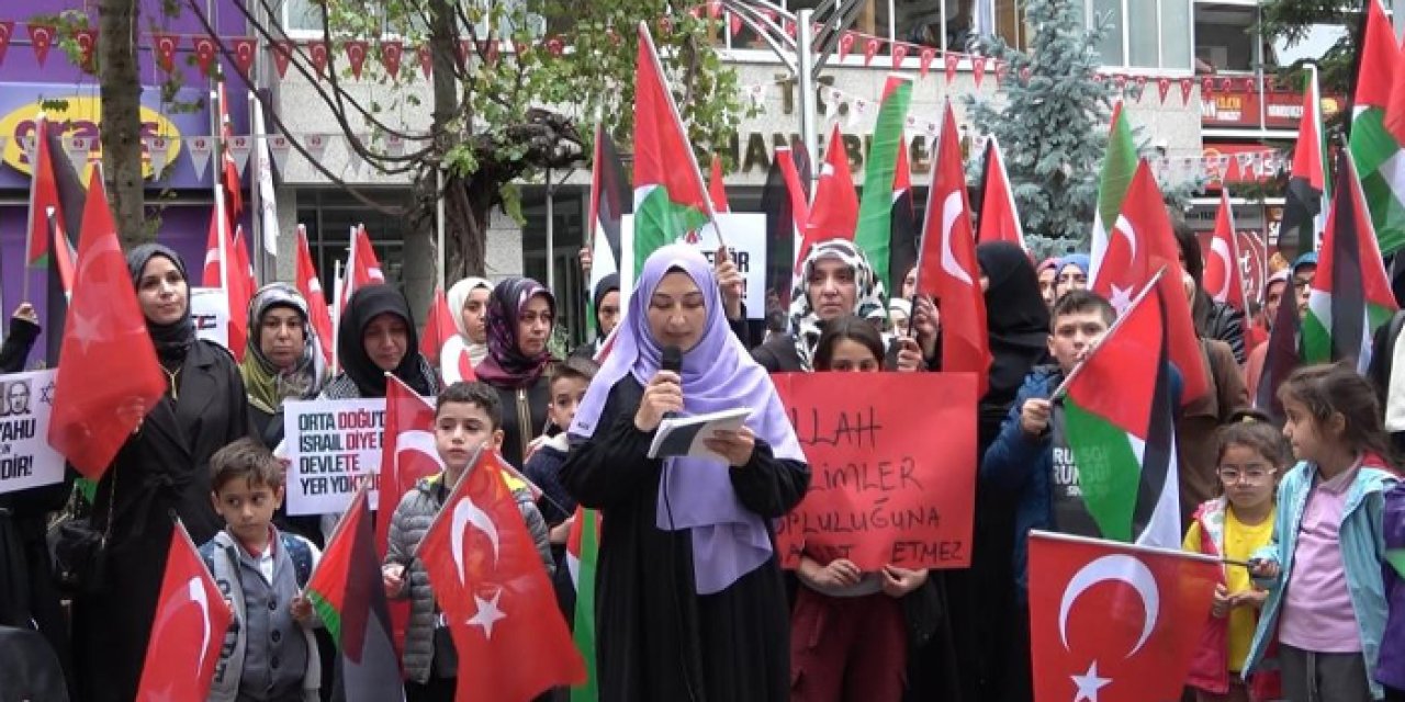 Gümüşhane'de kadınlardan Filistin'e destek eylemi