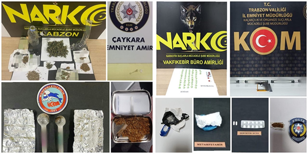 Trabzon’da uyuşturucu hapları emniyetten kaçıramadılar! 14 şahıs hakkında işlem