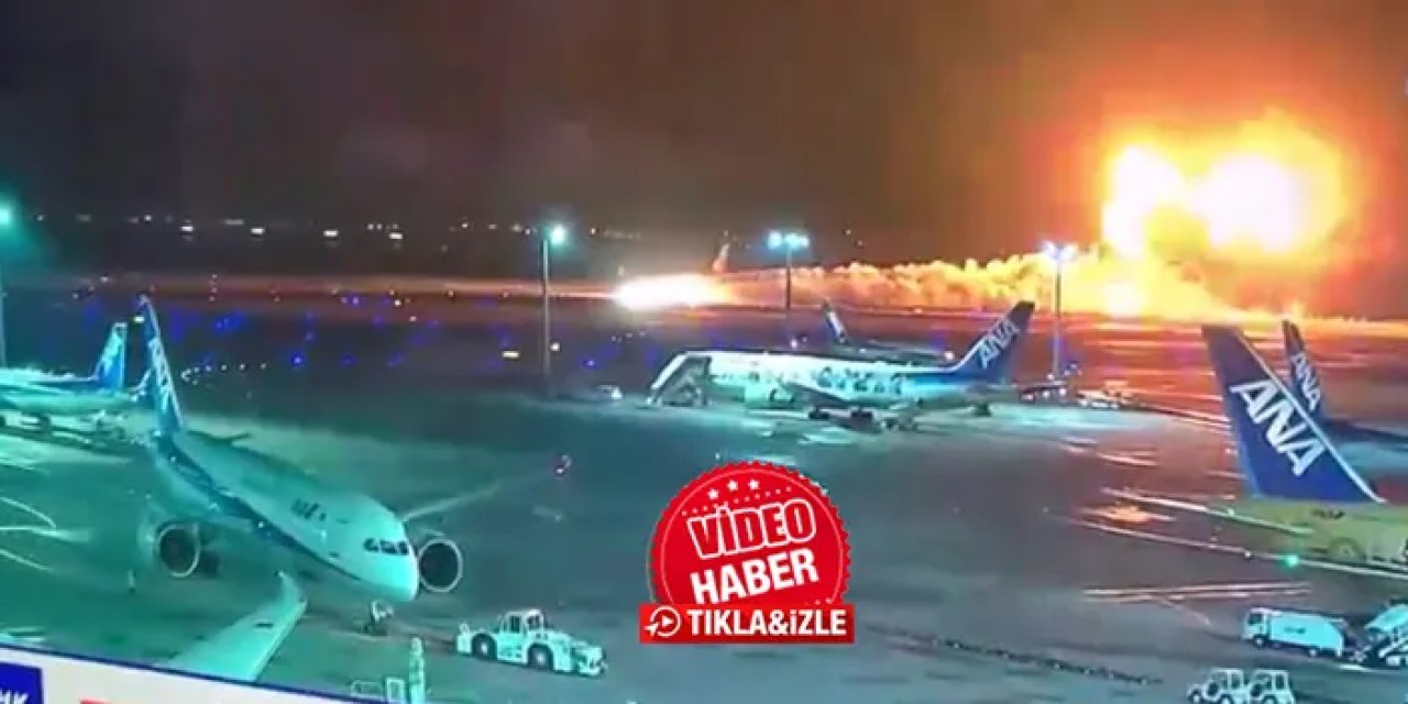 Japonya'da Haneda Havalimanında pistteki uçakta yangın çıktı