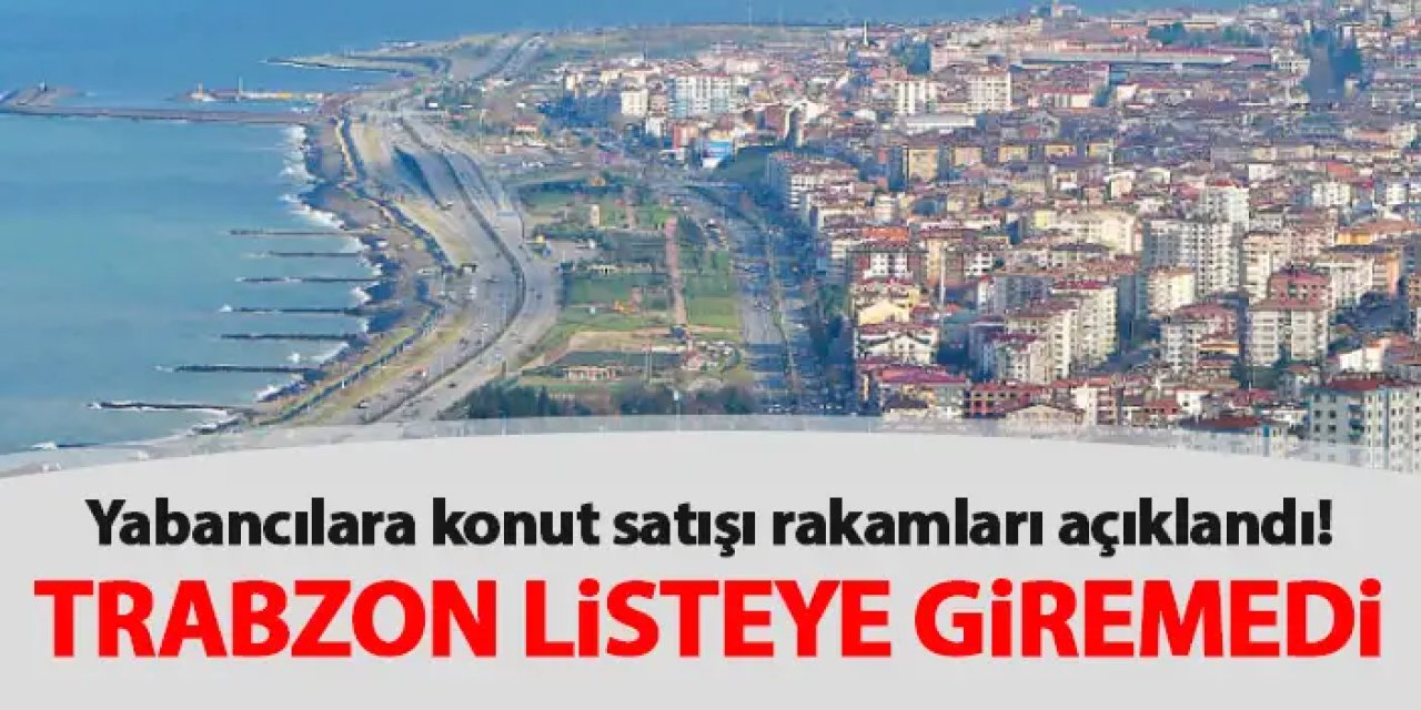 Yabancılara konut satışı rakamları açıklandı! Trabzon listeye giremedi
