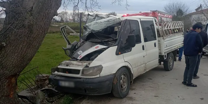 Samsun'da kamyonet ağaca çarptı! 2 yaralı