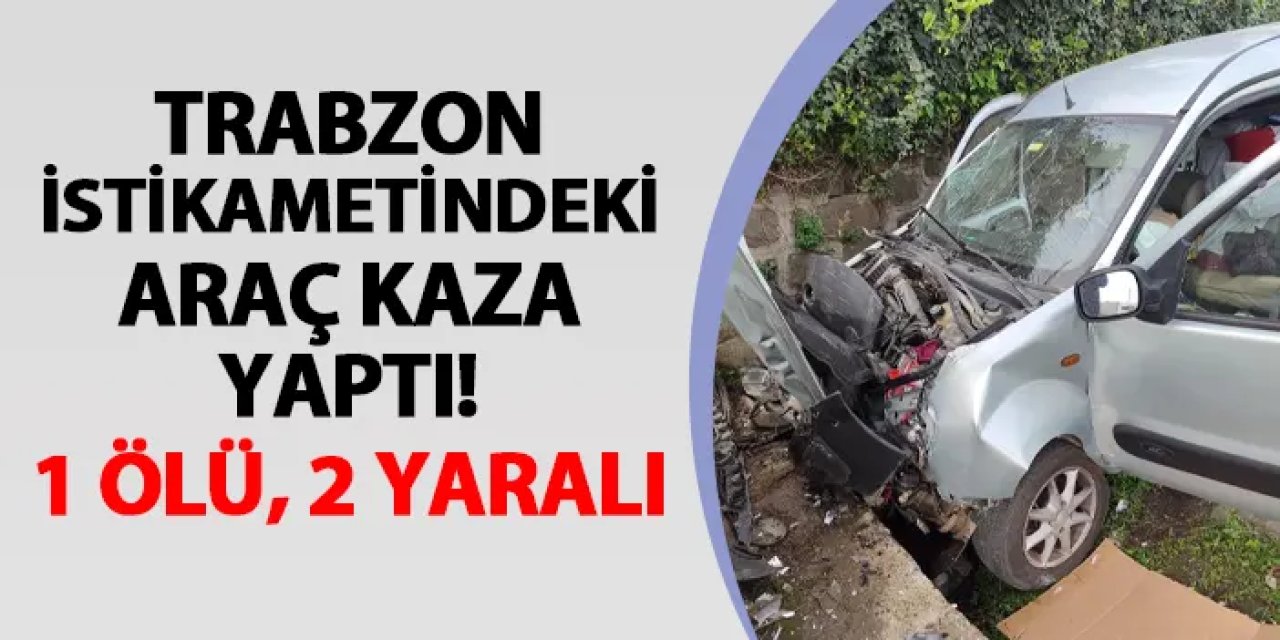 Trabzon'un komşu ilinde feci kaza! 1 ölü, 2 yaralı