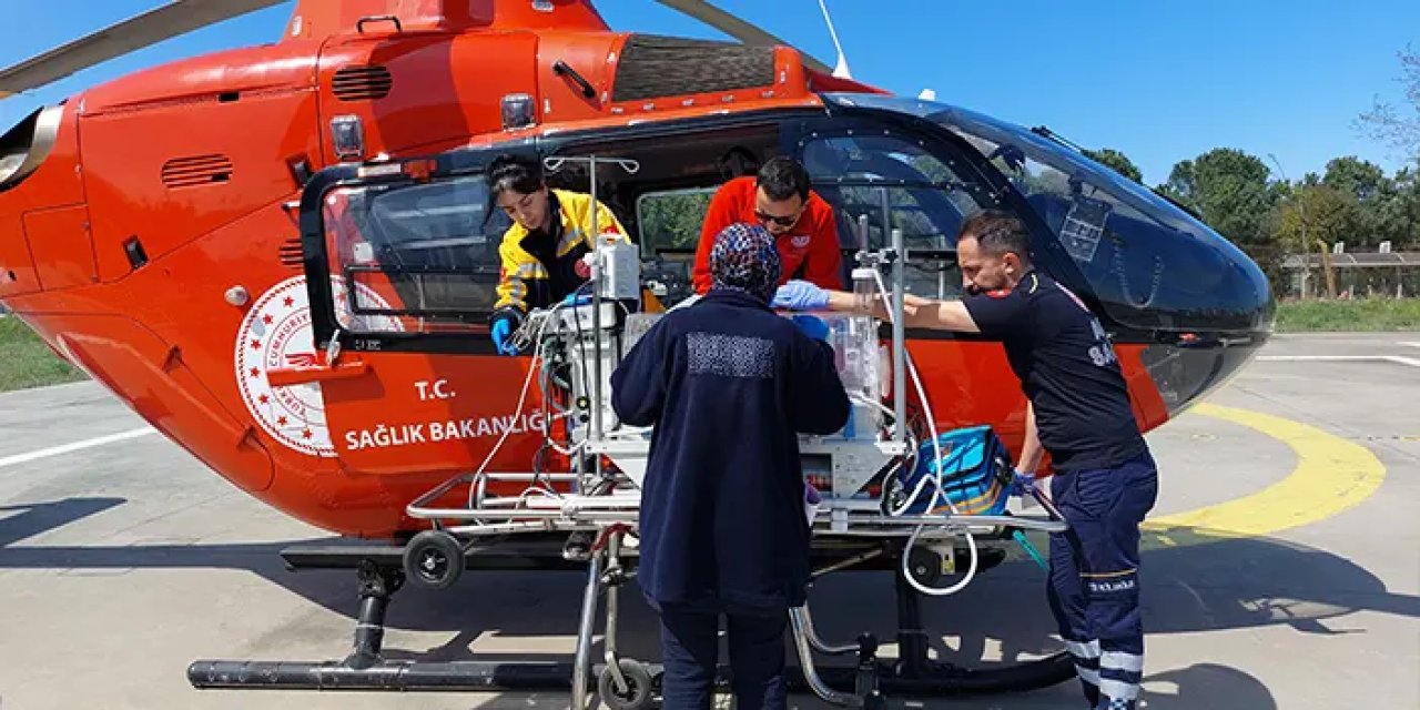Samsun'da yeni doğan bebek için ambulans helikopter zamanla yarıştı