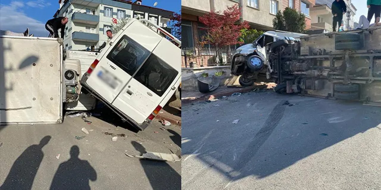 Bursa'da minibüs ile kamyonet çarpıştı! 3 yaralı