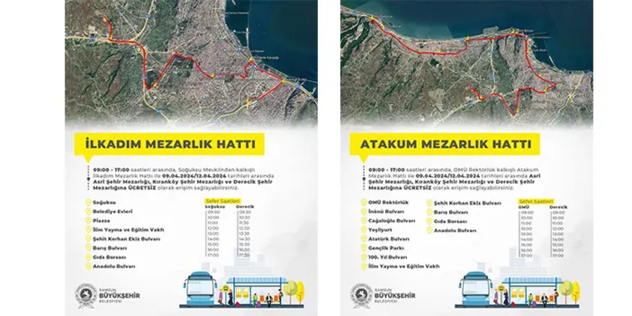 Samsun'da bayramda tramvay ve bazı otobüsler ücretsiz