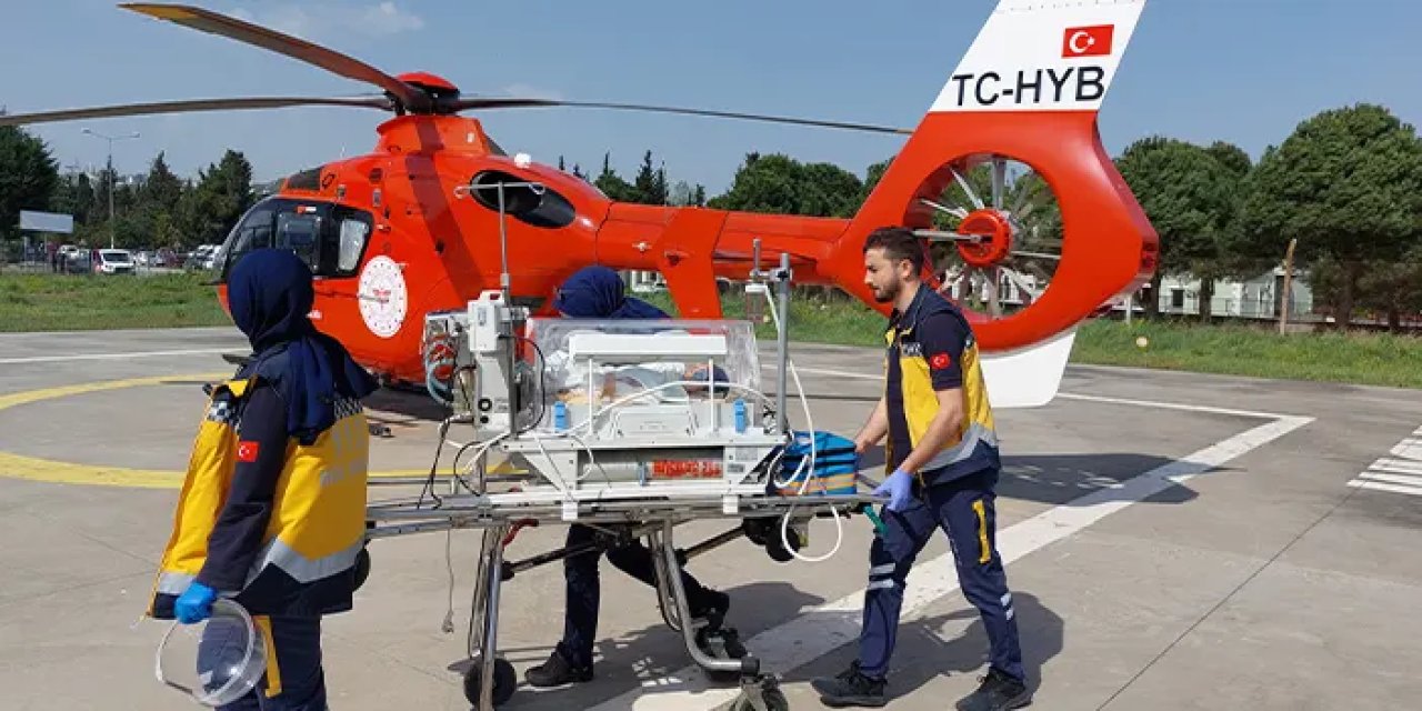 Samsun'da ambulans helikopter bebek için havalandı