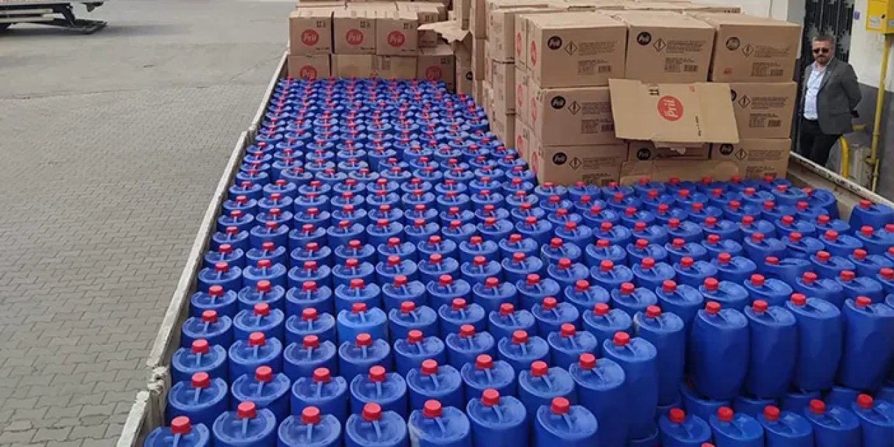 Samsun'da binlerce litre sahte bulaşık deterjanı ele geçirildi