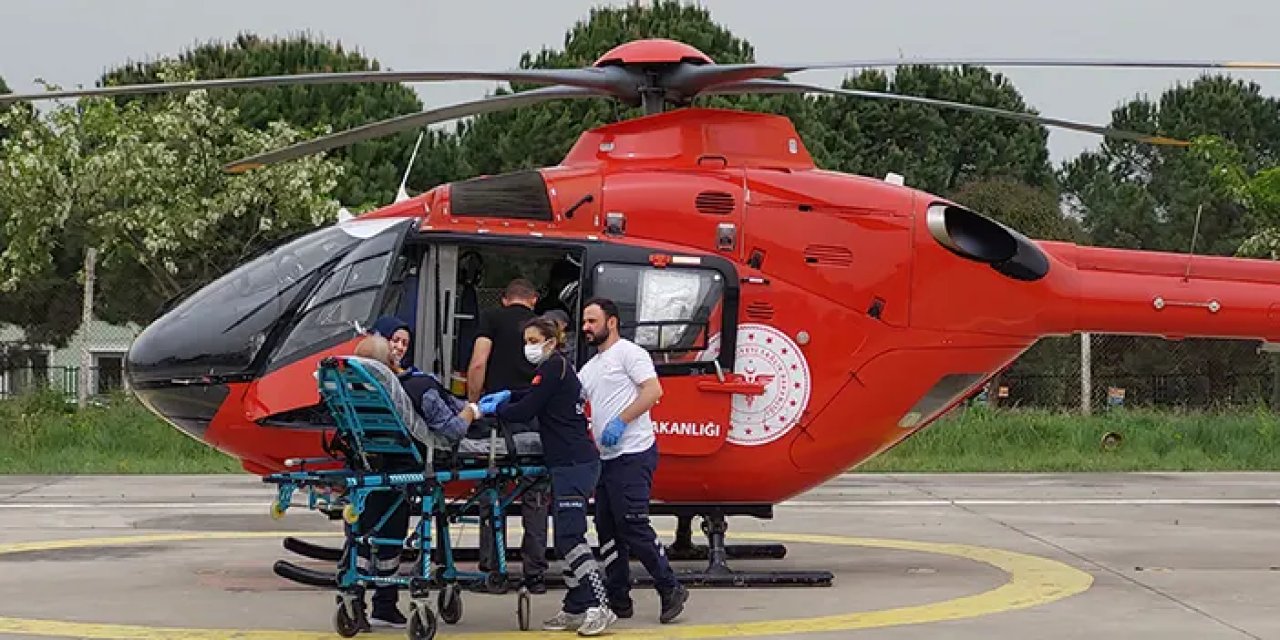 Samsun'da kalp krizi geçiren kişinin yardımına ambulans helikopter yetişti