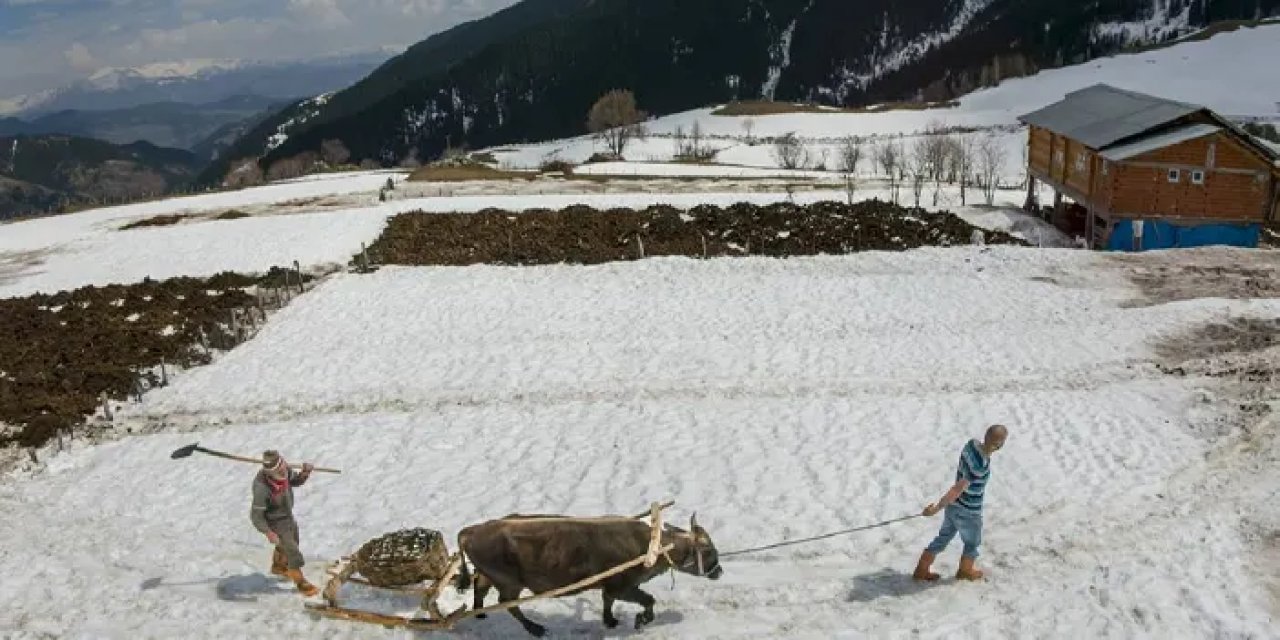 Artvin'de kar altındaki Maden köyü baharı bekliyor