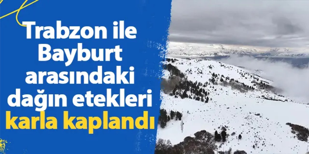 Trabzon ile Bayburt arasındaki dağın etekleri karla kaplandı