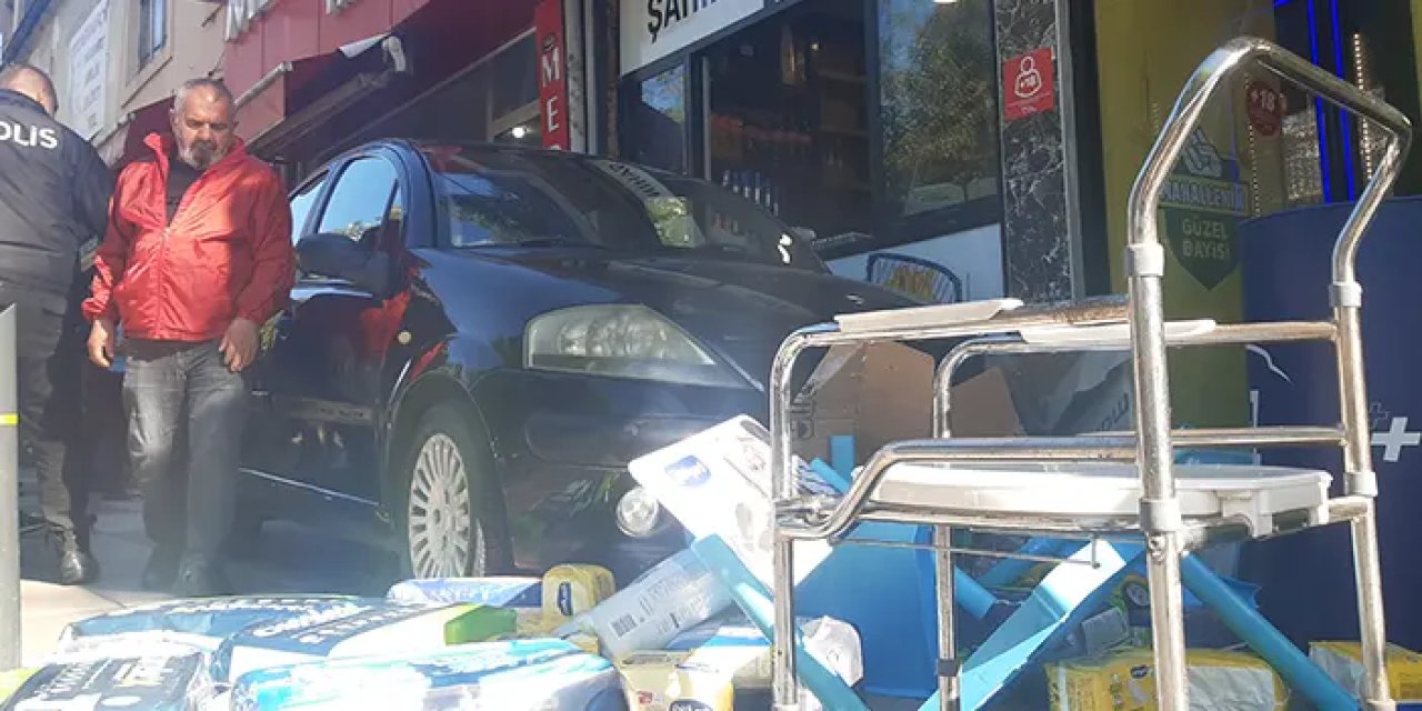 Trabzon'da otomobilin kontrolünü kaybetti! 3 iş yerine çarptı