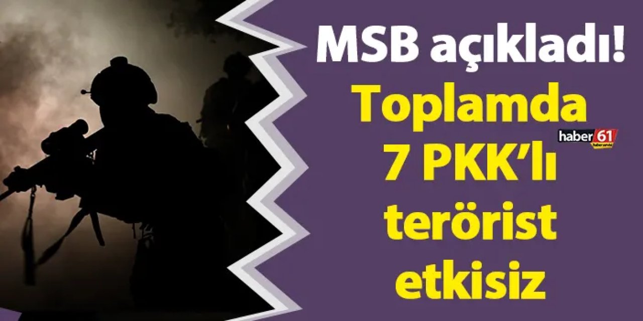 MSB açıkladı! Toplamda 7 PKK’lı terörist etkisiz