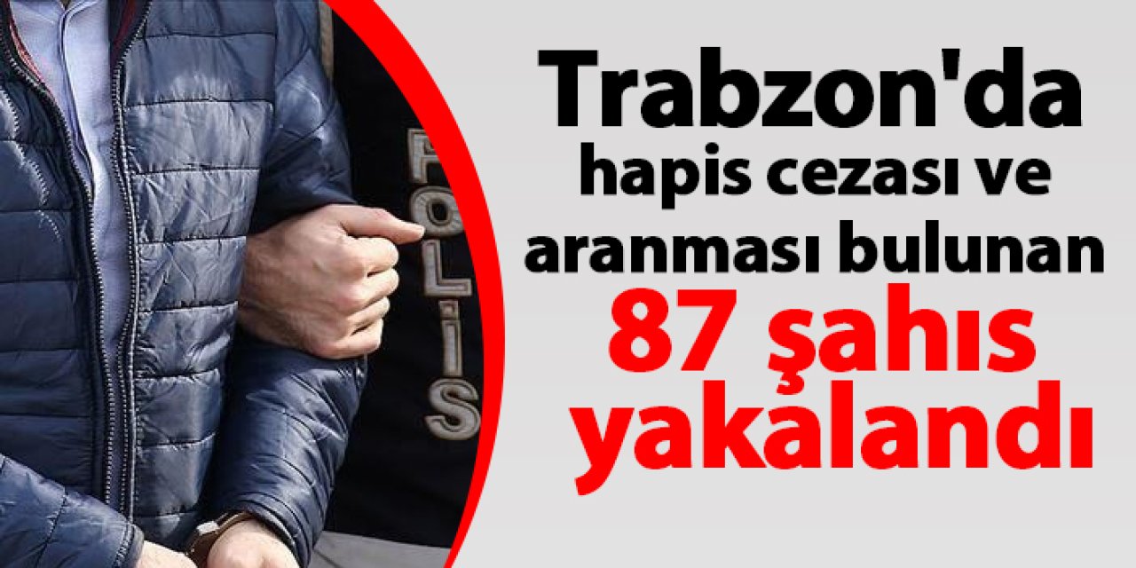 Trabzon'da hapis cezası ve aranması bulunan 87 şahıs yakalandı