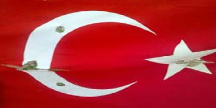 Türk bayrağını tahrip etti