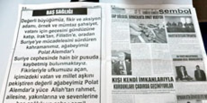 Polat Alemdar için başsağlığı ilanı