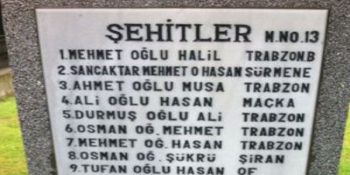 Çanakkale’de şehit düşen Trabzonlular için…