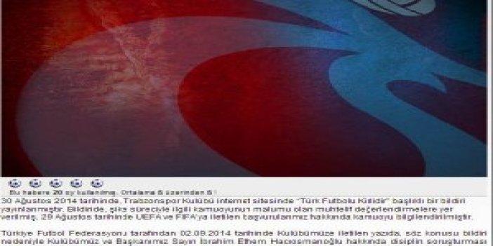 Trabzonspor'dan, PFDK kararına tepki