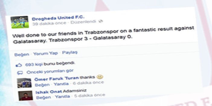 Kardeş takımdan Trabzonspor'a kutlama
