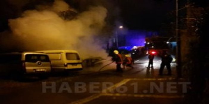 Trabzon'da arabalar alev alev yandı!