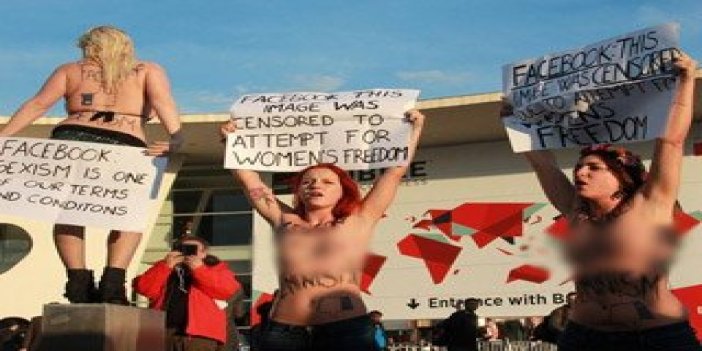Femen üyeleri Facebook'u protesto etti