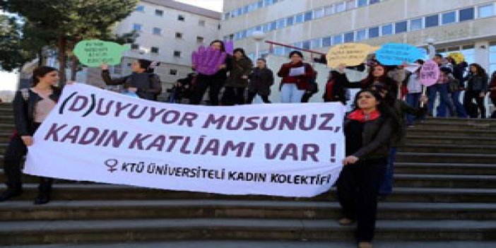 KTÜ'de kadına şiddet protestosu