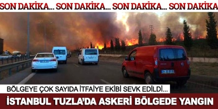 Tuzla'da askeri bölgede yangın
