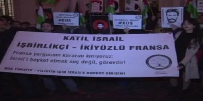 Fransa Konsolosluğu önünde İsrail’e boykot eylemi
