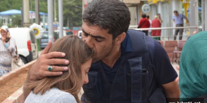 Trabzon Maçka'da Genç kız polisi görünce: Duygu dolu anlar