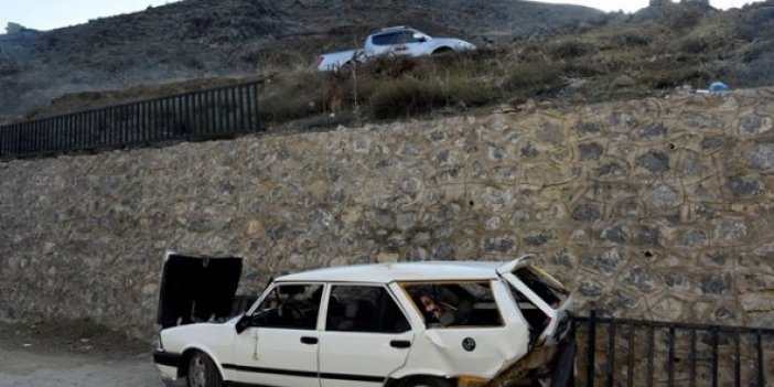 Trabzon Plakalı araç duvardan düştü