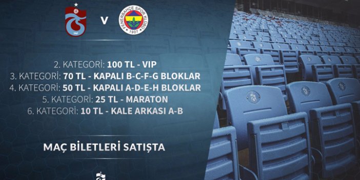 Trabzonspor Fenerbahçe maçının biletleri satışa çıktı
