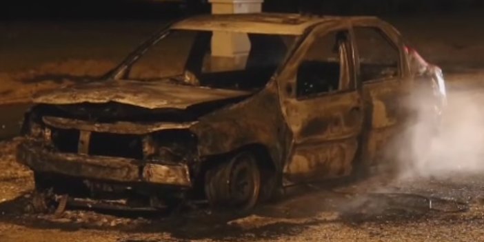 Taksiciyi darbedip aracını yaktılar