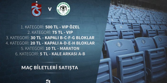 Trabzonspor Konyaspor maçı biletleri satışta!