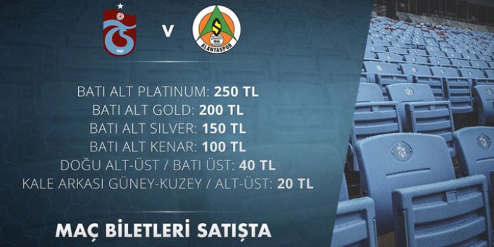 Trabzonspor Alanyaspor maçı biletleri satışa çıktı!
