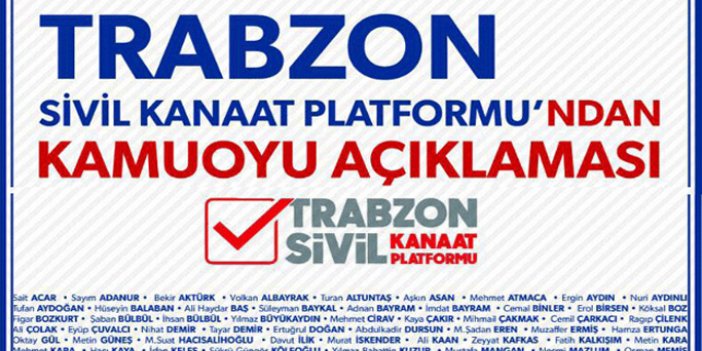 Trabzon Sivil Kanaat Platformu açıklaması