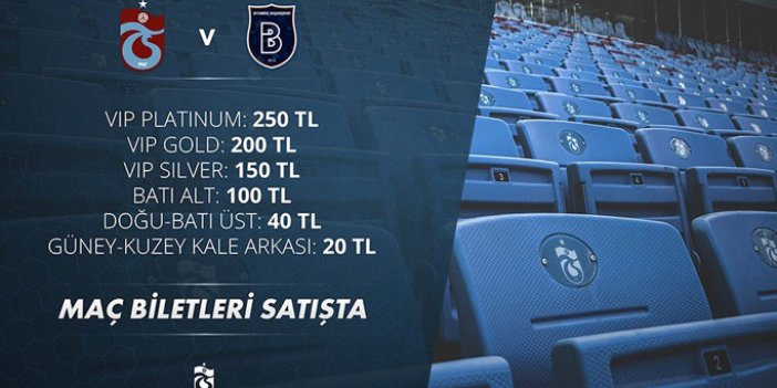 Trabzonspor'un Başakşehir maçı bilet fiyatları belli oldu