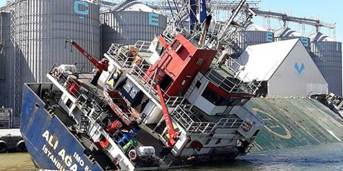 Bandırma Limanı'nda gemi yan yattı: 3 yaralı