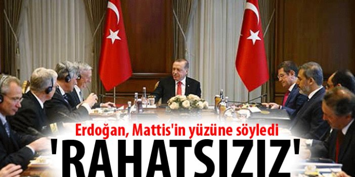 Erdoğan, Mattis'in yüzüne söyledi: 'Rahatsızız'