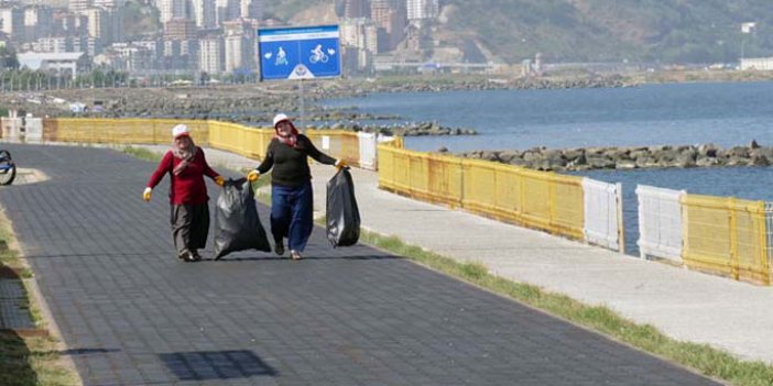 Trabzon'da yürüyüş yolunda temizlik sürüyor