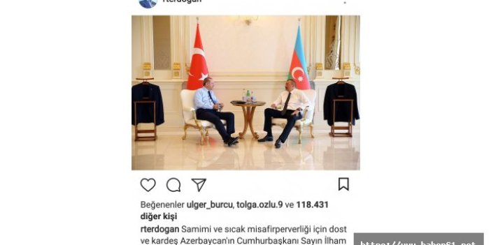 Erdoğan'dan Aliyev'e teşekkür