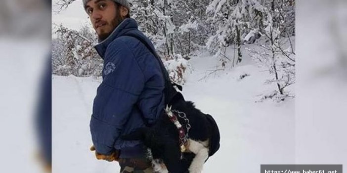 Hastalanan köpeğini çantasında 7 kilometre taşıdı