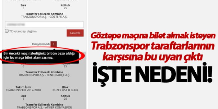 Trabzonspor taraftarı Göztepe maçına bilet alamadı: İşte nedeni