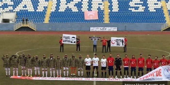 Amatör maçta Afrin'e destek