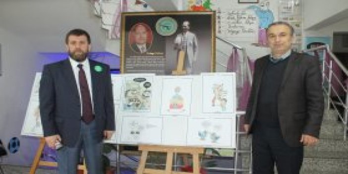 Of'ta öğretmenler Yeşilaycı karikatür sergisi açtı